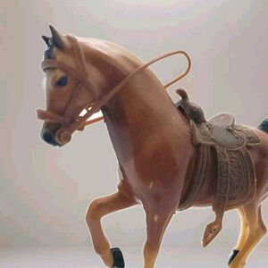 Vintage Diamond P Plastic Standing Horse W/Saddle Bridle Brown